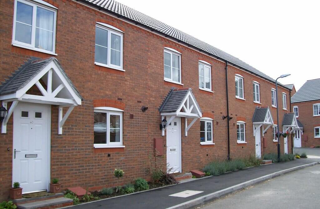 row of new build terraced houses